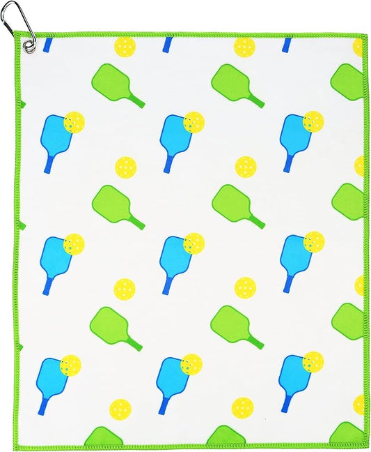 Millie Rose Pickleball Towels in Fashionable Prints - Cute 15x17 inch Microfiber & Cotton Athletic Towels with Carabiner Clip - Pickleball Accessories, Pickleball Gifts (Pickleball is Life)