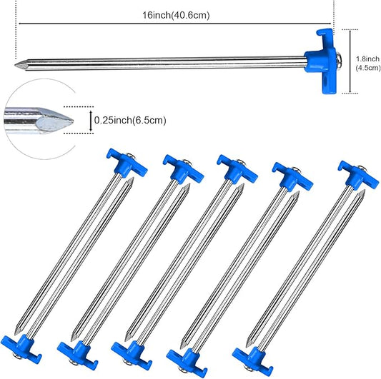 ABCCANOPY Tent Stakes 16" Camping Tent Stakes, 10pc-Pack (Blue)
