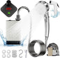 Portable Shower for Camping, Rechargeable Electric Camping Shower Pump with Battery Level Display, Multiple Spray Head with 3-Speed Mode & Pause Button for Outdoor Travel,Hiking, Easy to Store