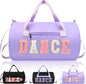 Dance Bag for Girls, KUIRAN 23L Waterproof Travel Duffel Bag with Colorful Chenille Letter, Lightweight Small Gym Sport Ballet Weekender Bag with Large Main Compartment - Purple