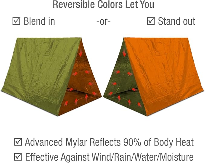 Swiss Safe Emergency Mylar Thermal Blankets + Bonus Space Blanket - Compact & Insulated for Cold Weather - Designed for NASA, Outdoor Camping, Survival, First Aid Car Kit - Orange & Green, 4 Pack
