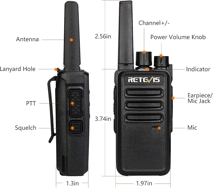 Retevis RT68 Walkie Talkies with Earpiece, Portable FRS Two-Way Radios Rechargeable, with 6 Way Multi Unit Charger, Hands Free, Long Range, Rugged 2 Way Radios 6 Pack for Adults School Church