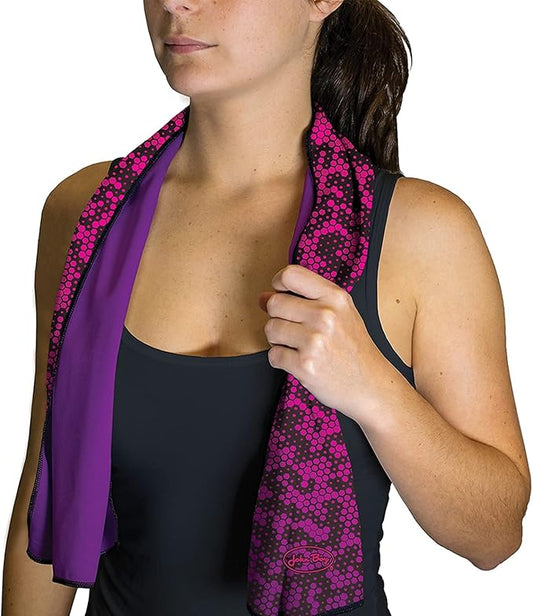 John Boy Cooling Towel - UPF 50+ Reversible Heat Guard with Natural Cooling Technology & Absorbent Microfiber - CT-GEOPINK