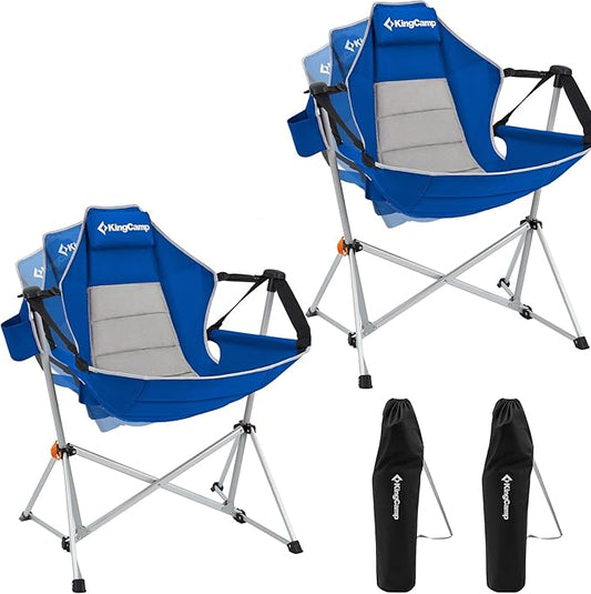 KingCamp Hammock Camping Chair, Swinging Portable Folding Camp Chairs for Adults 400lbs Heavy Duty Foldable Oversized Rocker with Aluminum Alloy Frame Cup Holder Pillow for Outdoor Beach Patio Sport