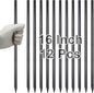 VVOKGO Rebar Stakes 16 Inches Rebar Stakes (12pcs) Ground Anchors Steel Plant Support Garden Stake Metal Straight Camping Spikes with Chisel Point End, Black