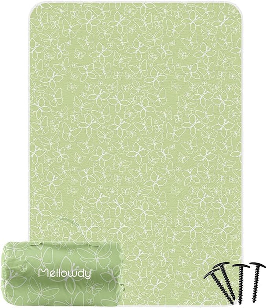 Mellowdy Companion Outdoor Printing Blanket - Waterproof, Wind-resistant, Warm, Utility Blanket for Camping, Picnic, Stadium, Beach, Gameday, Travel, Foldable with Carrying Bag（Spring Butterfly,55x80）