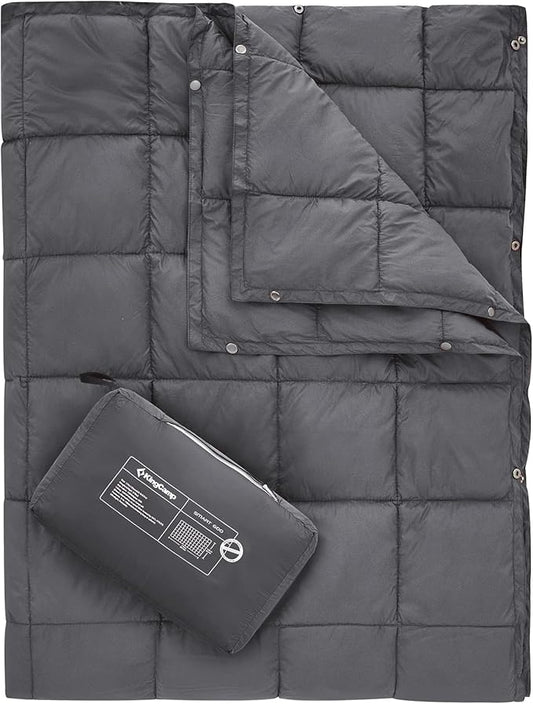 KingCamp Camping Blanket Lightweight, Multifunctional Warm Puffy Outdoor Blanket with Snap Button, Water Repellent, Packable, for Travel, Airplane, Hiking, Picnic
