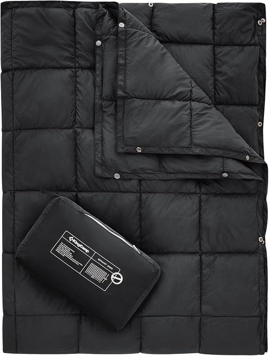 KingCamp Camping Blanket Lightweight, Multifunctional Warm Puffy Outdoor Blanket with Snap Button, Water Repellent, Packable, for Travel, Airplane, Hiking, Picnic