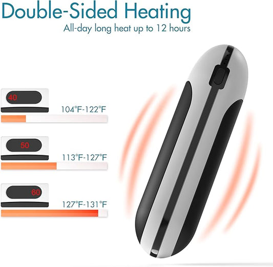 Portable Hand Warmers, 10000mAh Rechargeable Electric Hand Warmer and Power Bank, Pocket Size, Double-Sided Heating, 3 Heat Levels Up to 131℉, 12hrs Long Lasting, Winter Gift for Men Women