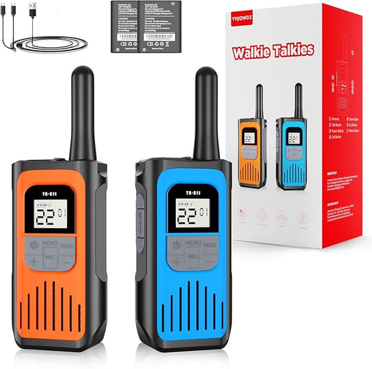 Walkie Talkies for Adults, Rechargeable Walkie Talkies Long Range 22 Channel Two-Way Radios with 1200mAh Li-ion Batteries and USB Charger for Biking,Camping,Hiking,2 Pack
