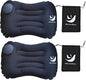 2 Pack Inflatable Pillow Camping, Inflatable Air Pillow for Neck and Lumbar Support, Press-to-Inflate Design, Travel Pillows for Camping, Hiking, and Backpacking - Black