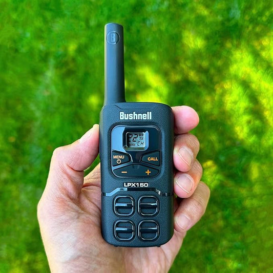 Walkie Talkies by Bushnell - LPX150 Long Range 2-Way Radio with NOAA Weather Radio - Heavy Duty Shock Resistant - 22 Channels & USB-C Charging (2 Pack)