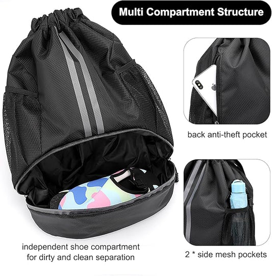 Swim Bag Drawstring Backpack with Wet Pocket Shoe Warehouse String Bag Sackpack for Beach Swimming Pool Gym Sports (Rose)