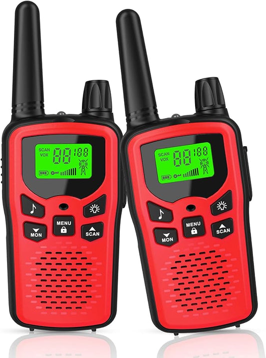 Walkie Talkies,Erelis Long Rang Walkie Talkies with 22 FRS Channels,Walkie Talkies for Adults with Lamp,VOX,LCD Display for Outdoor Activities(Red)