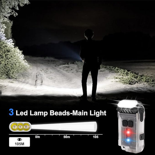 Mini Flashlight Rechargeable,Powerful 1200 Lumen LED Flashlight with Side Lights,IP67 Waterproof Handheld EDC Flashlight-10 Light Modes with Clip,for Camping, Outdoor, and Emergency