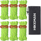 HIKEMAN Heavy Duty Camping Rope - 6 Pack 5mm Outdoor Reflective Guy Lines with Tensioner Adjuster Strong Nylon Cord for Large Tent Big Tarp Canopy Tie Downs (Fluorescent Green)