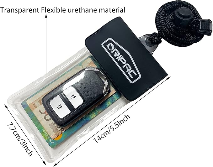 DRIPAC Waterproof Car Key FOB Case Waterproof Wallet Waterproof Holder Pouch For Key ID Badge Credit Card Money（Black）