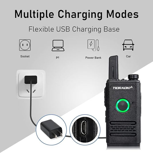 TIDRADIO TD-M6 Radios Walkie Talkies for Adults Two Way Radios Long Range, 22 Channels,Dual PTT for Manufacturing Restaurant Business Commercial Hunting Hiking 2 Pack