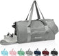 BALEINE Gym Bag for Women and Men, Small Duffel Bag for Sports, Gyms and Weekend Getaway, Waterproof Dufflebag with Shoe and Wet Clothes Compartments, Lightweight Carryon Gymbag (Silver)