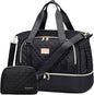 Weitars Women's Gym Duffel Bag - Travel Weekender with Shoes Compartment & Wet Pocket, Large Carry-On Overnight Bag (Black)