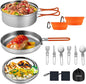 KingCamp Camping Cookware, Lightweight Cook Set Non-Stick Stainless Steel Essentials Mess Kit with Pot Pan Cups Plates Forks Knives Spoons for Camping Backpacking Outdoor Picnic