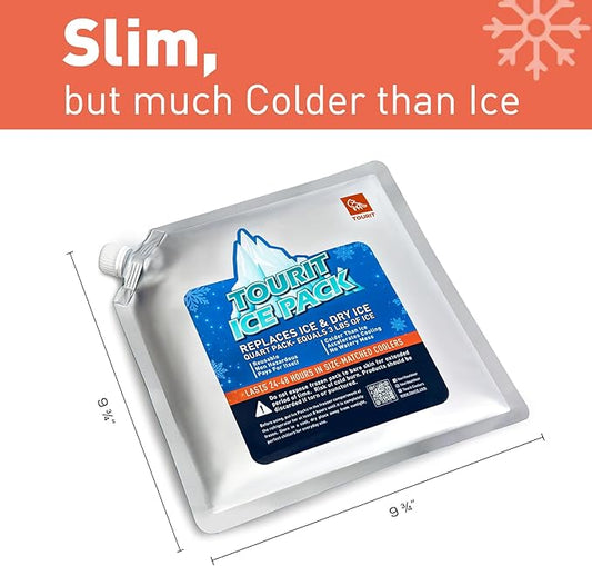 TOURIT Reusable Ice Pack for Coolers Long Lasting Cooler Ice Packs for Cooler Bag Lunch Bags/Boxes, Cooler Backpacks, Freezer Packs for Coolers