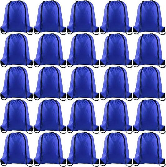 KUUQA 25Pcs Drawstring Backpack Bags String Backpack Sport Bag Sack Cinch Tote Gym Backpack Bulk for Gym Sport Traveling,Royal Blue