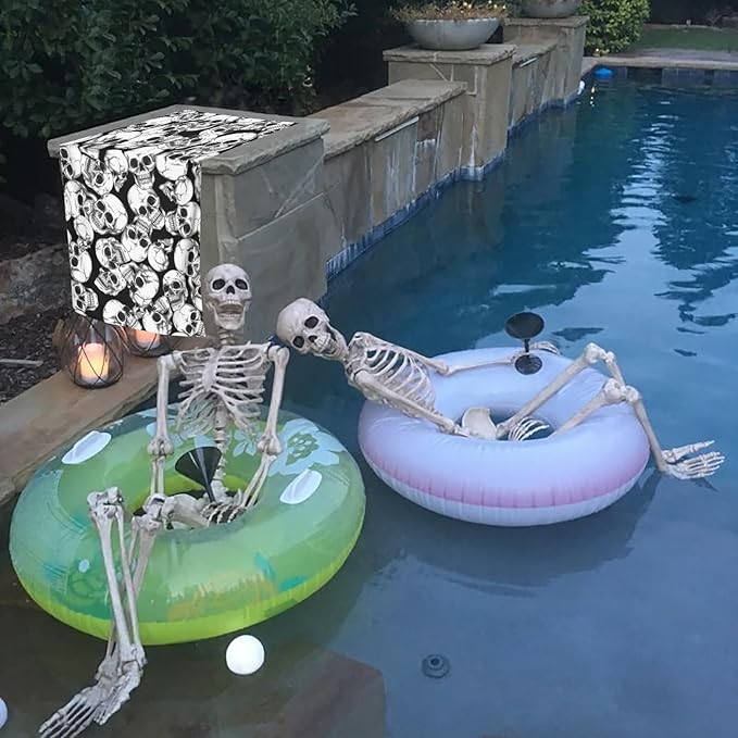 Skull Halloween Beach Towel, Skeleton Quick Dry Super Absorbent Microfiber Bath Towels, Large Towels for Swimming Bathroom Spa Pool 60x30 in