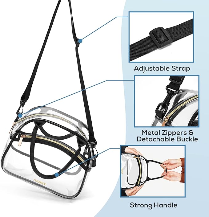 TOURIT Stadium Approved Clear Lunch Bag Transparent Bag with Adjustable Strap Clear Lunch Box for Women Men Work