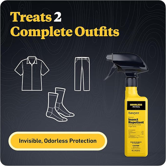 Sawyer Products SP6492 Premium Permethrin Insect Repellent for Clothing, Gear & Tents, Trigger Spray, 12-Ounce, Twin Pack