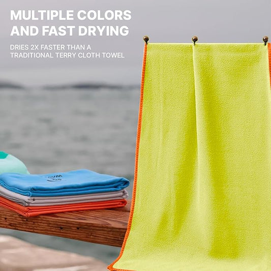 Microfiber Towel 60” by 36” for Camping, Yoga, Gym, Travel - Highly Absorbent Cleaning Cloth, Quick Drying Lightweight Material - Lint Free, Scratch Free Towels Washable and Reusable