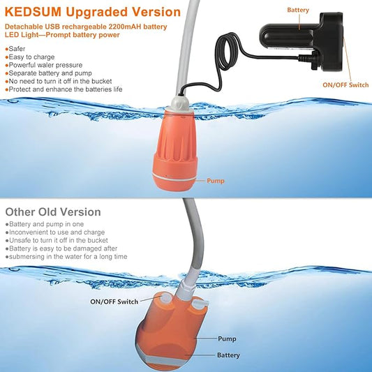 KEDSUM Portable Shower, Portable Camp Shower Pump with Rechargeable Battery, Portable Shower for Camping, Portable Outdoor Shower Head for Camping, Hiking, Traveling(+ Handheld Sprayer)