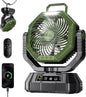 AJVV Camping Fan Rechargeable, Battery Powered Fan With Remote Controller, LED Light, Dual-Blade, Stepless Speed, 45°/90°/270° Swing,Timer, Portable fan For Travel Tent Bedroom Beach Fishing, Green