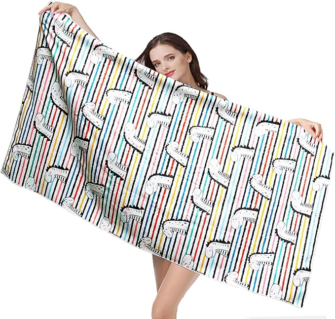Microfiber Beach Towel, Extra Large 63"x32" Sand Free Beach Towel Super Lightweight Towels for Swimming Pool, Camping, Picnic, Yoga Gym Sports