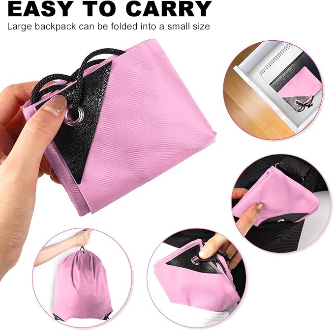 GoodtoU Drawstring Backpacks, Bags Bulk Nylon Backpack Draw String Back Bag Cinch Sack Gym Bag for Sport, Traveling, Team (Pink, 48Pcs)