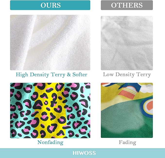 Microfiber Pool Towels Oversized 71"x31",Soft Touch Ultra-Absorbent Quick Dry Sand Free Large Beach Towels for Adults with Mesh Bag for Travel Camping Bathroom, Striped Leopard