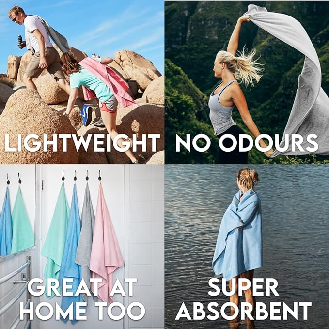 Dock & Bay Quick Drying Towel - for Sports, Gym, Travel, Yoga, Camping, Swimming - Super Absorbent, Compact, Lightweight - 100% Recycled Materials - Includes Bag - Variable Sizes