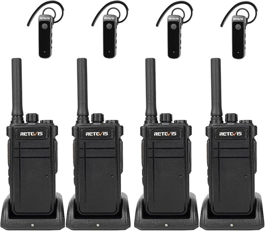 Retevis RB37 New Version,Bluetooth Walkie Talkies,2 Way Radio with Earpiece,VOX,2000mAh,USB-C,Wireless Walkie Talkie for School Hospital Retail Manufacture (4 Pack)