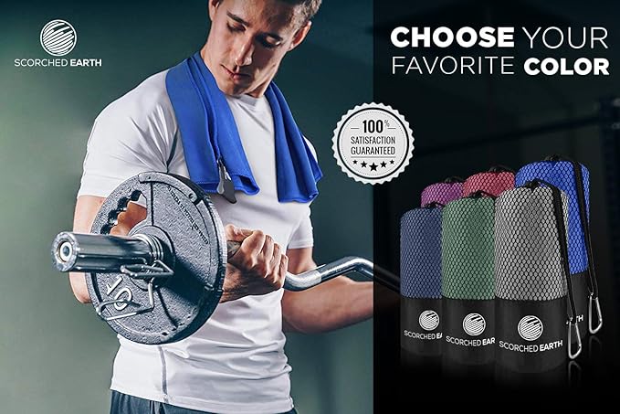 Microfiber Travel & Sports Towel Set - Quick Dry, Super Absorbent, Compact, Lightweight - for Camping, Backpacking, Hiking, Beach, Yoga, Swimming - Includes 2 Sizes + Carrying Bag & Clip