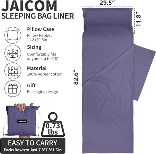 Sleeping Bag Liner Ultralight - Travel Sheets for Hotel, Portable & Comfortable & Quick-Drying Adult Sleep Sack for Camping, Business Trips, Traveling, Hostel