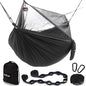 Sunyear Hammock Camping with Rain Fly Tarp and Net, Portable Camping Hammock Double Tree Hammock Outdoor Indoor Backpacking Travel & Survival, 2 Tree Straps,100% Waterproof