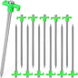PR1ME Tent Stakes 12 Pack, Galvanized Non-Rust Family Pop Up Camping Tent Pegs, Heavy Duty Yard Stakes, for Camping Tents, Canopy, and Outdoor Decorations