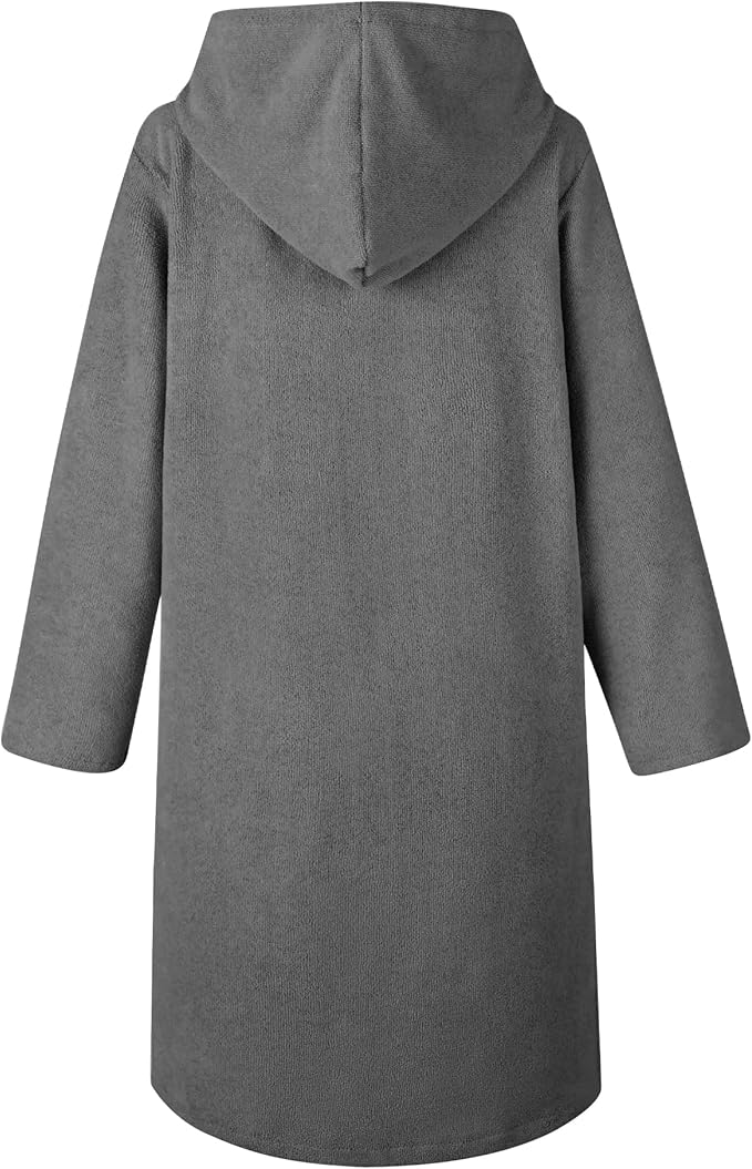 Weecreeture Hooded Towel Poncho with Zipper and Pocket, Surf Poncho for Men and Women, Beach Bath Changing Robe Cover Up Dark Gray M