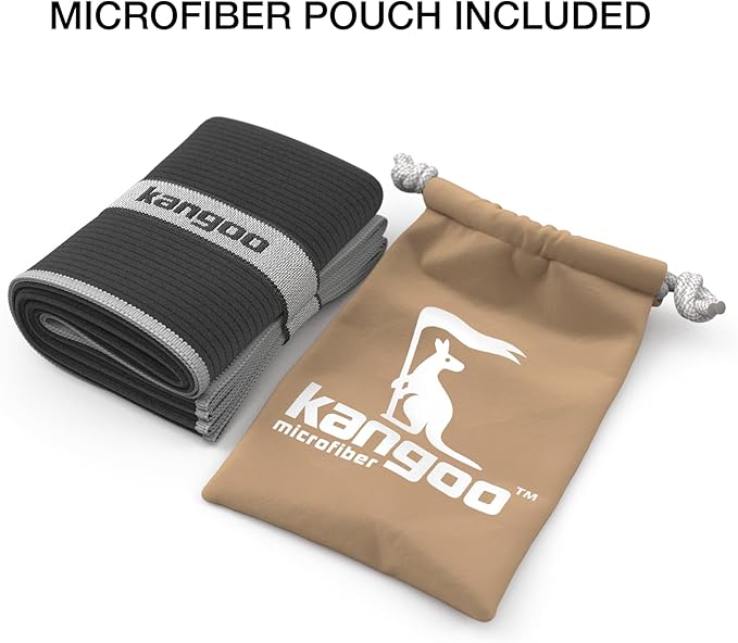 Kangoo Ribbed Microfiber Towel – Super Absorbent and Quick Dry, Suitable for Travel, Beach, Camping, Gym, Pool, Yoga (Black)