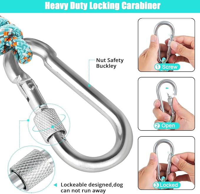 Dog Tie Out Cable for Camping - 50ft Dog Lead Dog Runner for Yard - Portable Dog Trolley System for Large Small Dogs Outside