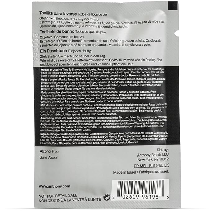 Anthony Body Wipes for Adults Bathing, Post Workout, & A Must Have Camping Personal Care Product – Travel Shower Wipes No Rinse Body Wash – Disposable Wash Cloth Towelettes 24 9”x12.5”