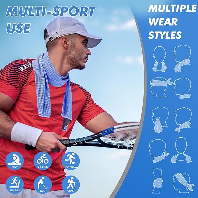 12 Pack Cooling Towels Bulk (47"x12") for Neck and Face, Ice Towel for Hot Weather, Soft Breathable Chilly Gym Towels, Microfiber Towel for Work Out, Yoga, Running, Camping & More Activities