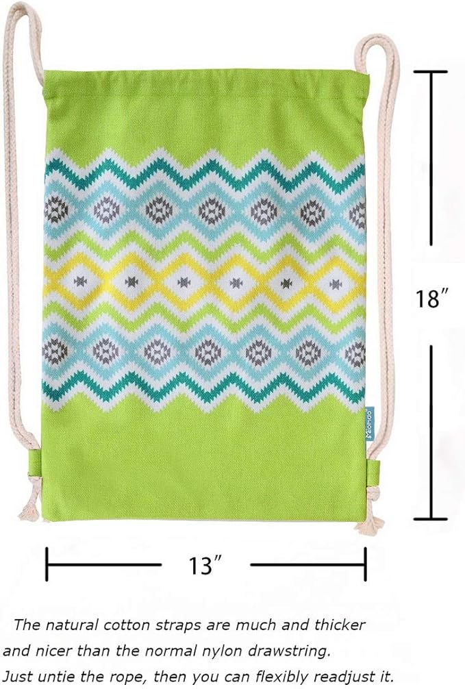Drawstring Backpack Bohemia Style String Bag Canvas Beach Sport Daypack