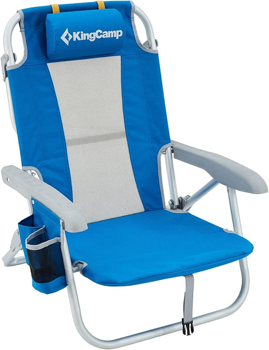 KingCamp Low Beach Chairs, Portable Folding Chair for Adults Extra Wide Ergonomic High Back Seat 300lbs Heavy Duty Lightweight Oversized Gear with Carry Bag for Outdoor Lawn Camping Picnic