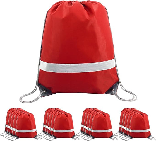BeeGreen Drawstring Backpack Bags 20,30,50 Packs Reflective String Bags for Gym Sport Trip Cinch Sack DIY for Women Men
